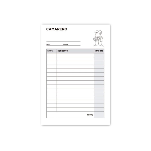 Talonario liderpapel camarero 8º original y copia t202