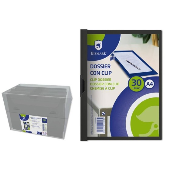 Carpeta Dossier BISMARK Con Clip Plástico A4 Negro
