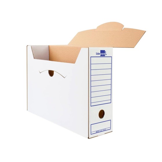 Caja archivo definitivo liderpapel ecouse carton 100% reciclado folio prolongado 388x275x116mm 340g/m2