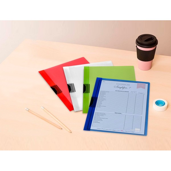 Carpeta liderpapel dossier pinza lateral polipropileno din a4 azul translucido 60 hojas pinza deslizante
