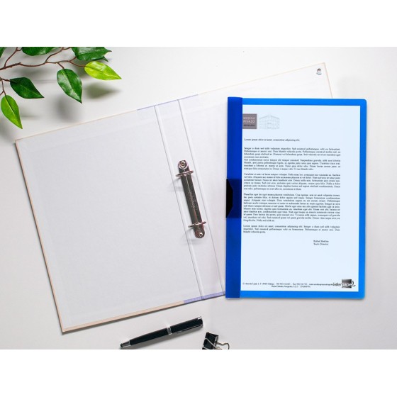 Carpeta liderpapel dossier pinza lateral polipropileno din a4 azul translucido 60 hojas pinza deslizante