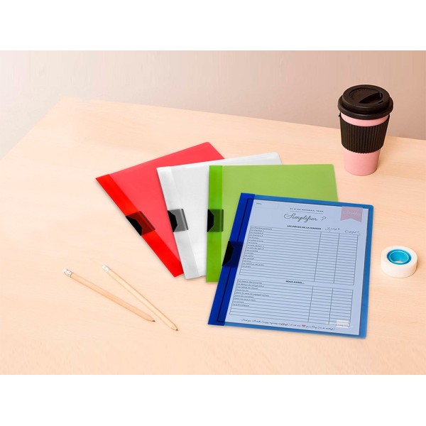 Carpeta liderpapel dossier pinza lateral polipropileno din a4 rojo translucido 30 hojas pinza deslizante