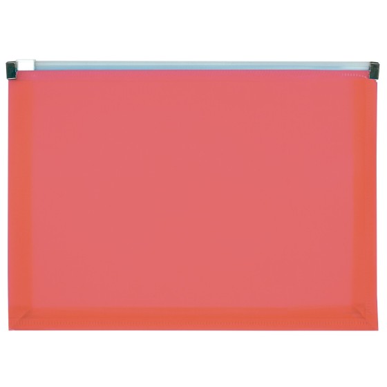 Carpeta dossier liderpapel a5 cierre de cremallera rojo translucido