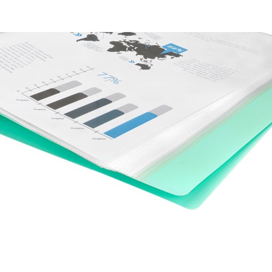 Carpeta liderpapel escaparate 20 fundas polipropileno din a4 verde manzana opaco