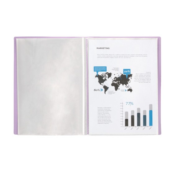 Carpeta liderpapel escaparate 20 fundas polipropileno din a4 lavanda opaco