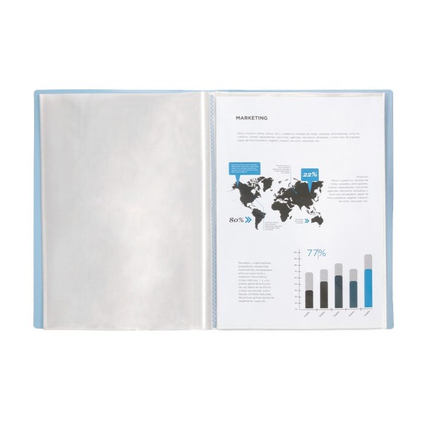 Carpeta liderpapel escaparate 10 fundas polipropileno din a4 celeste opaco