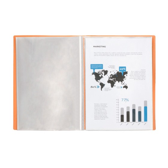 Carpeta liderpapel escaparate 10 fundas polipropileno din a4 naranja fluor opaco