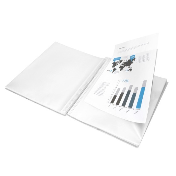 Carpeta liderpapel escaparate con espiral 80 fundas polipropileno din a4 transparente