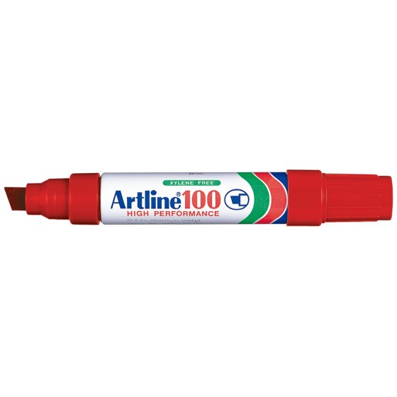 Rotulador artline marcador permanente 100 rojo punta biselada