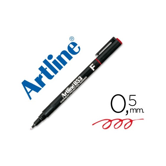 Rotulador artline retroproyeccion punta fibra permanente ek-853 rojo -punta redonda 0.5 mm