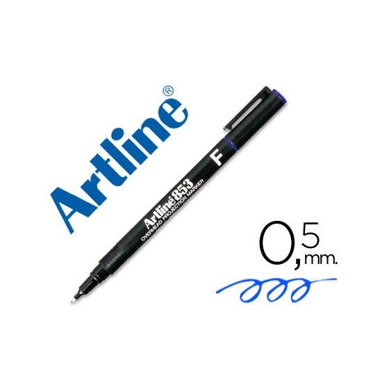 Rotulador artline retroproyeccion punta fibra permanente ek-853 azul -punta redonda 0.5 mm