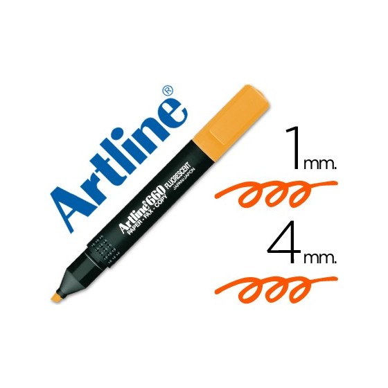 Rotulador artline fluorescente ek-660 naranja punta biselada