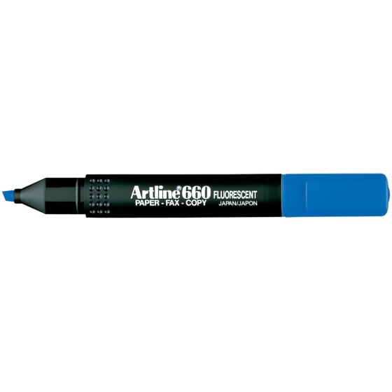 Rotulador artline fluorescente ek-660 azul punta biselada