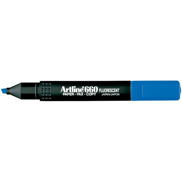 Rotulador artline fluorescente ek-660 azul punta biselada