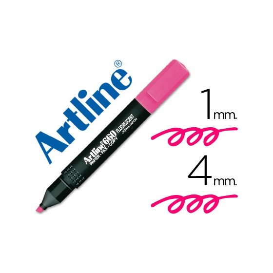 Rotulador artline fluorescente ek-660 rosa punta biselada