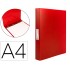 Carpeta liderpapel 4 anillas 25 mm mixtas polipropileno din a4 rojo translucido