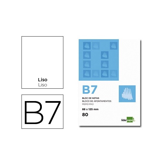 Bloc notas liderpapel liso b7 80 hojas 60g/m2 perforado