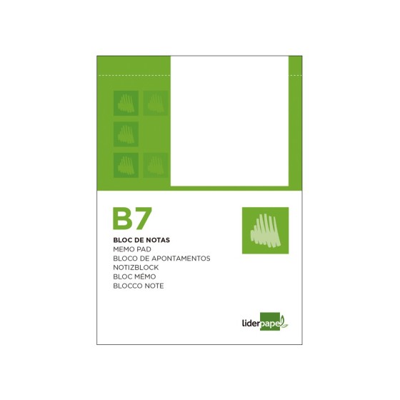 Bloc notas liderpapel liso b7 80 hojas 60g/m2 perforado