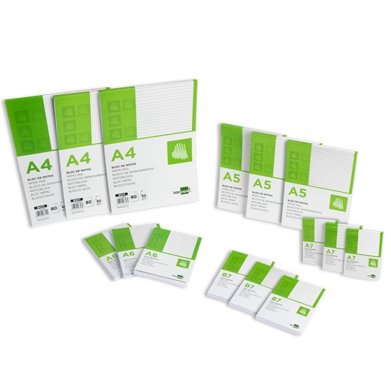 Bloc notas liderpapel liso a7 80 hojas 60g/m2 perforado
