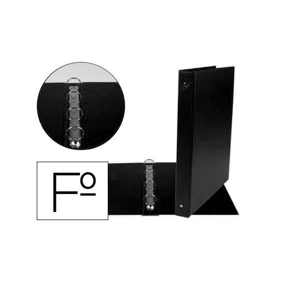 Carpeta liderpapel 4 anillas 25 mm redodas plastico folio color negro