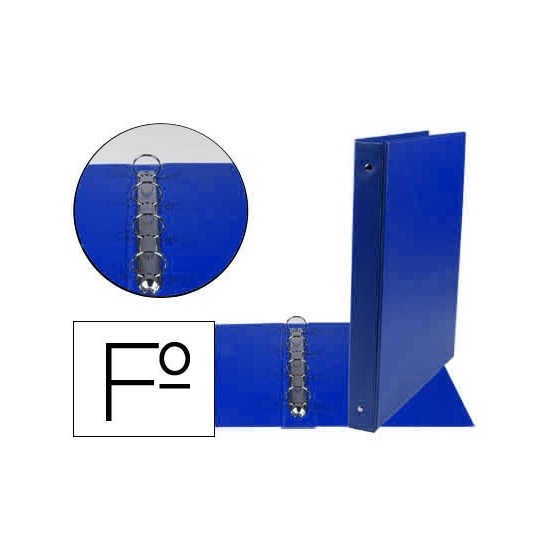 Carpeta liderpapel 4 anillas 25 mm redodas plastico folio color azul marino