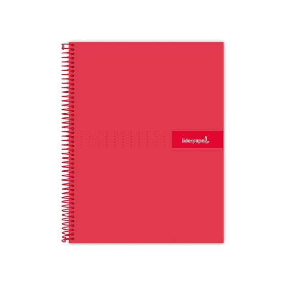 Cuaderno espiral liderpapel a4 micro crafty tapa forrada 120h 90 gr cuadro 5 mm 5 bandas 4 colores color rojo