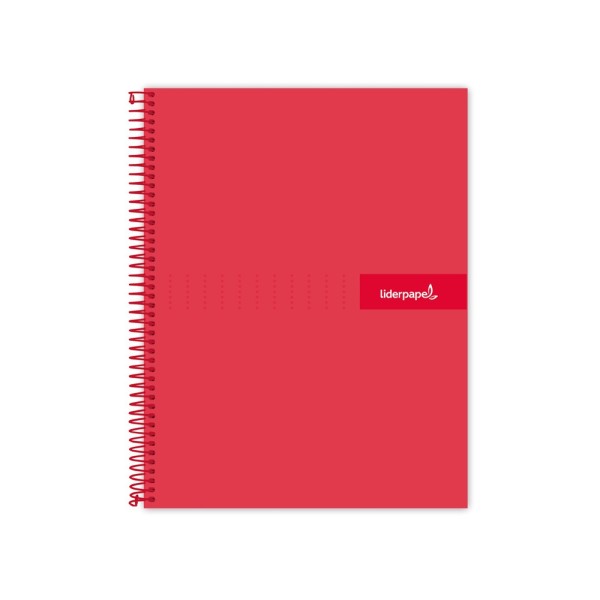 Cuaderno espiral liderpapel a4 micro crafty tapa forrada 120h 90 gr cuadro 5 mm 5 bandas 4 colores color rojo