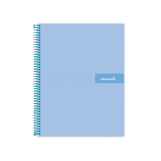 Cuaderno espiral liderpapel a4 micro crafty tapa forrada 120h 90 gr cuadro 5 mm 5 bandas 4 colores celeste