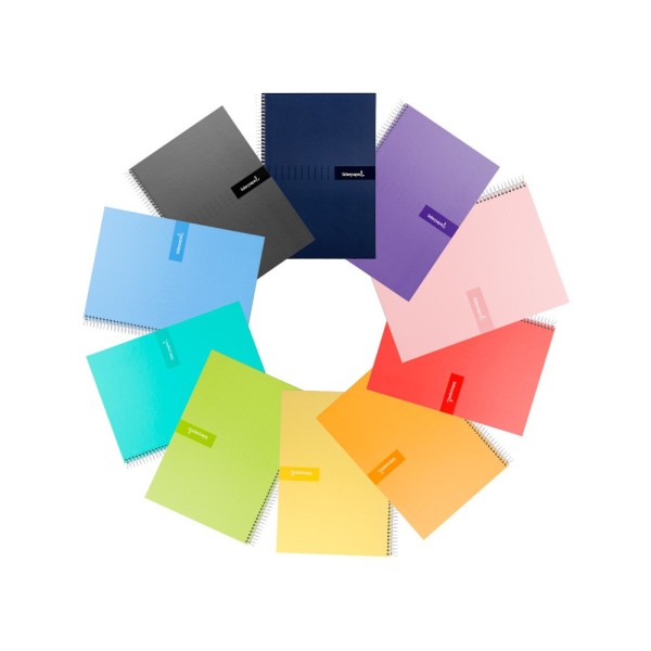 Cuaderno espiral liderpapel a4 crafty tapa forrada 80h 90 gr rayado horizontal con margen colores surtidos