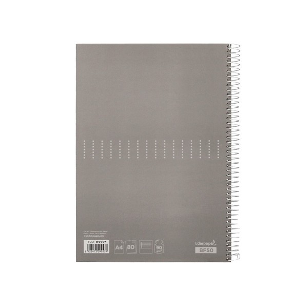 Cuaderno espiral liderpapel a4 crafty tapa forrada 80h 90 gr rayado horizontal con margen colores surtidos