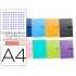 Cuaderno espiral liderpapel a4 crafty tapa forrada 80h 90 gr cuadro 4 mm con margen colores surtidos