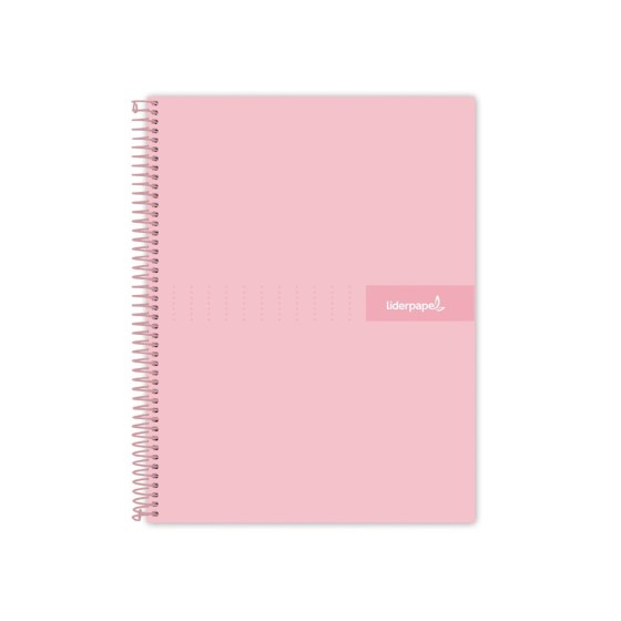 Cuaderno espiral liderpapel a4 crafty tapa forrada 80h 90 gr cuadro 4mm con margen color rosa