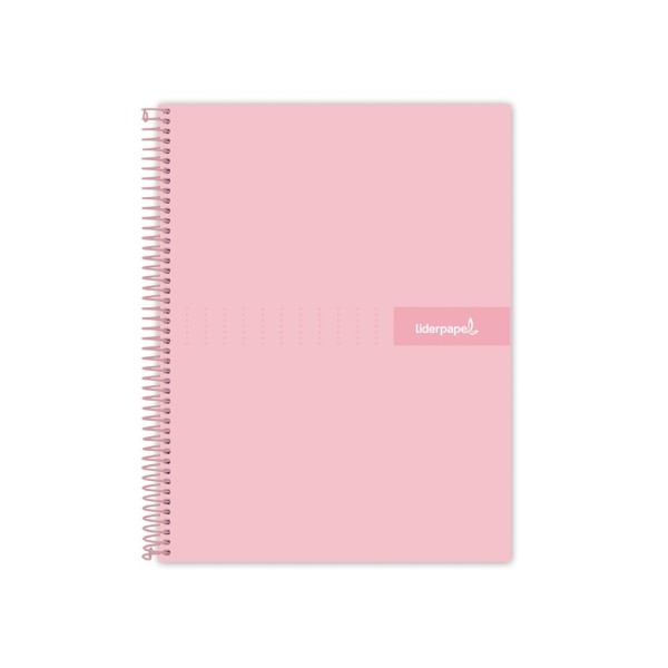 Cuaderno espiral liderpapel a4 crafty tapa forrada 80h 90 gr cuadro 4mm con margen color rosa