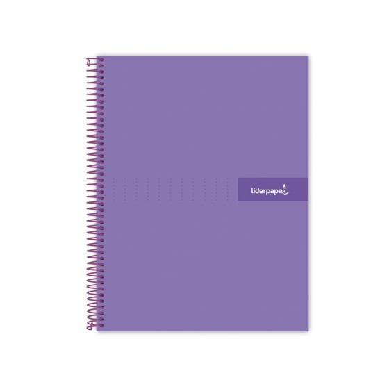 Cuaderno espiral liderpapel a4 crafty tapa forrada 80h 90 gr cuadro 4mm con margen color violeta