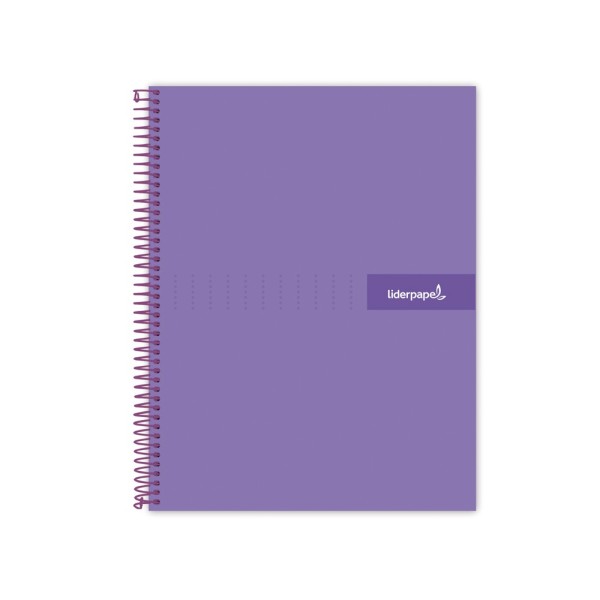 Cuaderno espiral liderpapel a4 crafty tapa forrada 80h 90 gr cuadro 4mm con margen color violeta