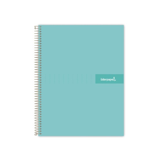 Cuaderno espiral liderpapel a4 crafty tapa forrada 80h 90 gr cuadro 4mm con margen color turquesa