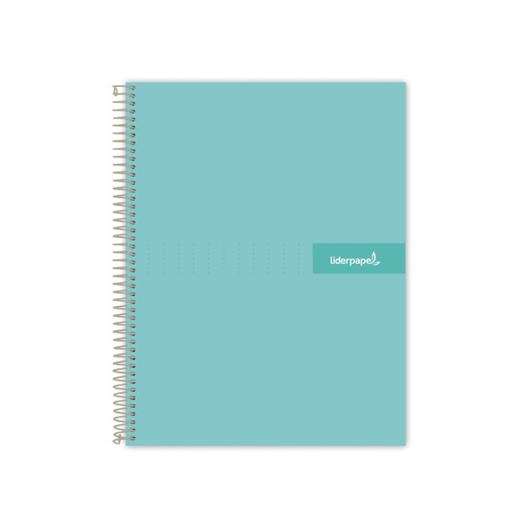 Cuaderno espiral liderpapel a4 crafty tapa forrada 80h 90 gr cuadro 4mm con margen color turquesa