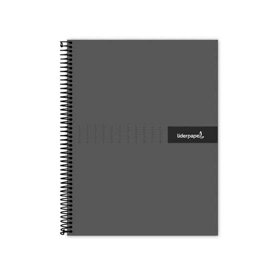 Cuaderno espiral liderpapel a4 crafty tapa forrada 80h 90 gr cuadro 4mm con margen color negro