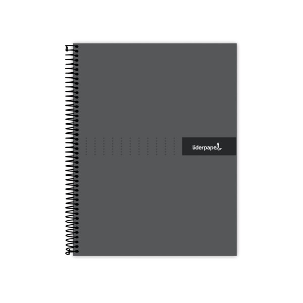 Cuaderno espiral liderpapel a4 crafty tapa forrada 80h 90 gr cuadro 4mm con margen color negro