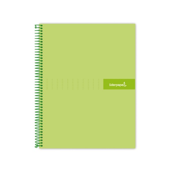 Cuaderno espiral liderpapel a4 crafty tapa forrada 80h 90 gr cuadro 4mm con margen color verde