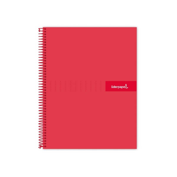 Cuaderno espiral liderpapel a4 crafty tapa forrada 80h 90 gr cuadro 4mm con margen color roja
