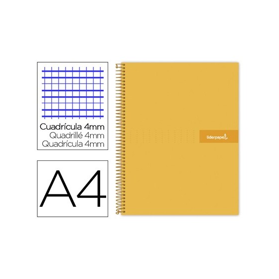 Cuaderno espiral liderpapel a4 crafty tapa forrada 80h 90 gr cuadro 4mm con margen color naranja