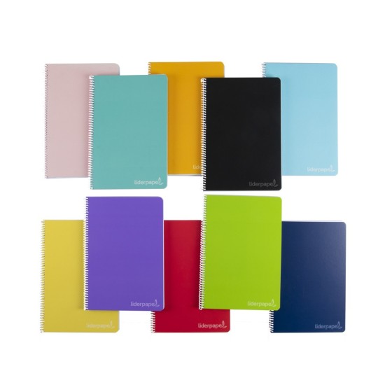Cuaderno espiral liderpapel folio witty tapa dura 80h 75gr cuadro 3mm con margen colores surtidos