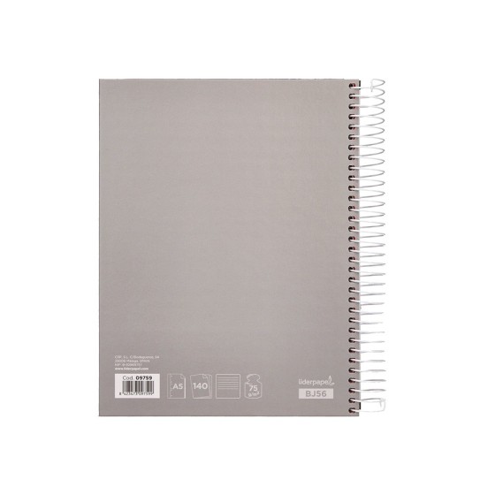 Cuaderno espiral liderpapel a5 micro jolly tapa forrada 140h 75 gr horizontal 5 bandas6 taladros colores surtidos