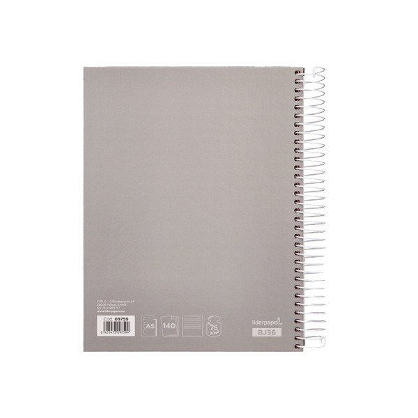 Cuaderno espiral liderpapel a5 micro jolly tapa forrada 140h 75 gr horizontal 5 bandas6 taladros colores surtidos
