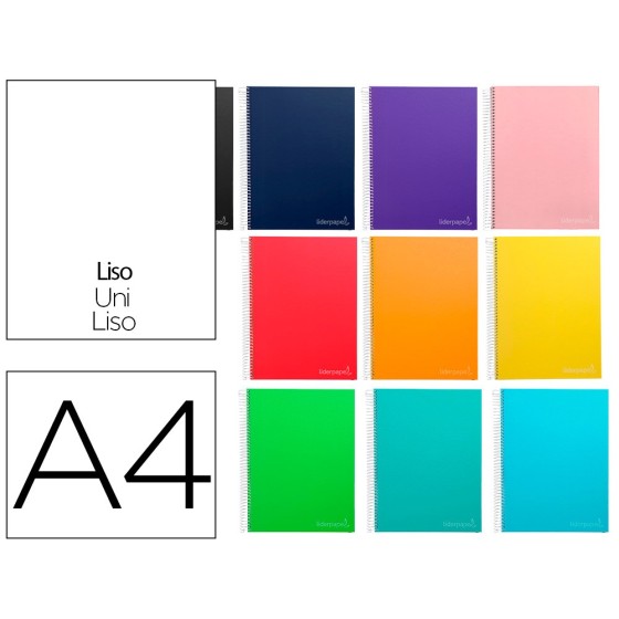 Cuaderno espiral liderpapel a4 micro jolly tapa forrada 140h 75 gr liso 5 bandas 4 taladros colores surtidos