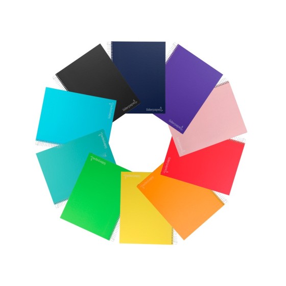 Cuaderno espiral liderpapel a4 micro jolly tapa forrada 140h 75 gr liso 5 bandas 4 taladros colores surtidos