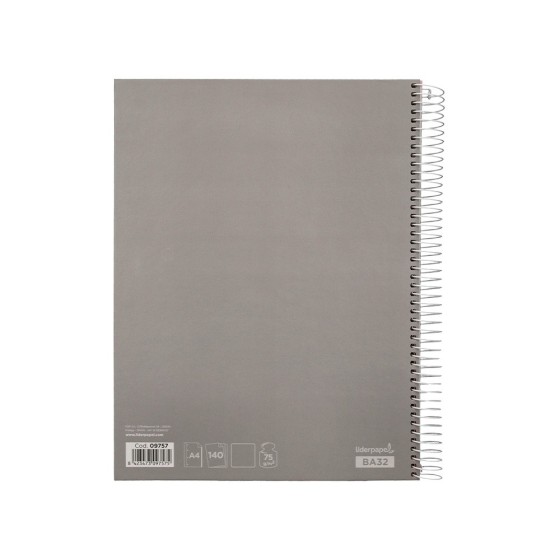 Cuaderno espiral liderpapel a4 micro jolly tapa forrada 140h 75 gr liso 5 bandas 4 taladros colores surtidos
