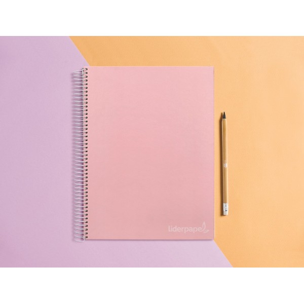 Cuaderno espiral liderpapel a4 micro jolly tapa forrada 140h 75 gr liso 5 bandas 4 taladros colores surtidos