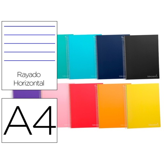 Cuaderno espiral liderpapel a4 micro jolly tapa forrada 140h 75 gr horizontal 5 bandas4 taladros colores surtidos